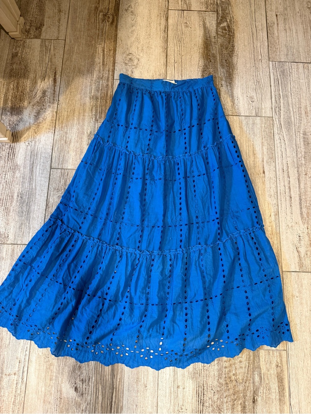 Indikah Blue Eyelet Maxi Skirt